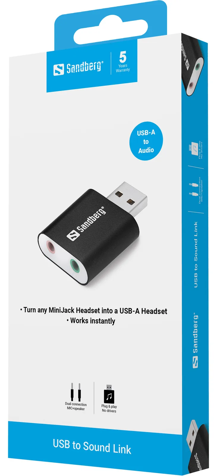 SANDBERG USB to Sound Link - Soundkarte - Stereo, Ansicht 2