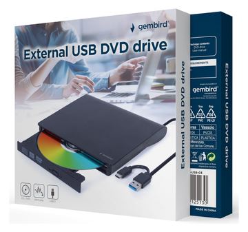 Gembird DVW EXT SLIM DVD-USB-031 black USB-C&3.1 DVD CD - DVD-Brenner - CD: 24x (DVD-USB-031) - DVD-Brenner - CD: 24x von LumaTech