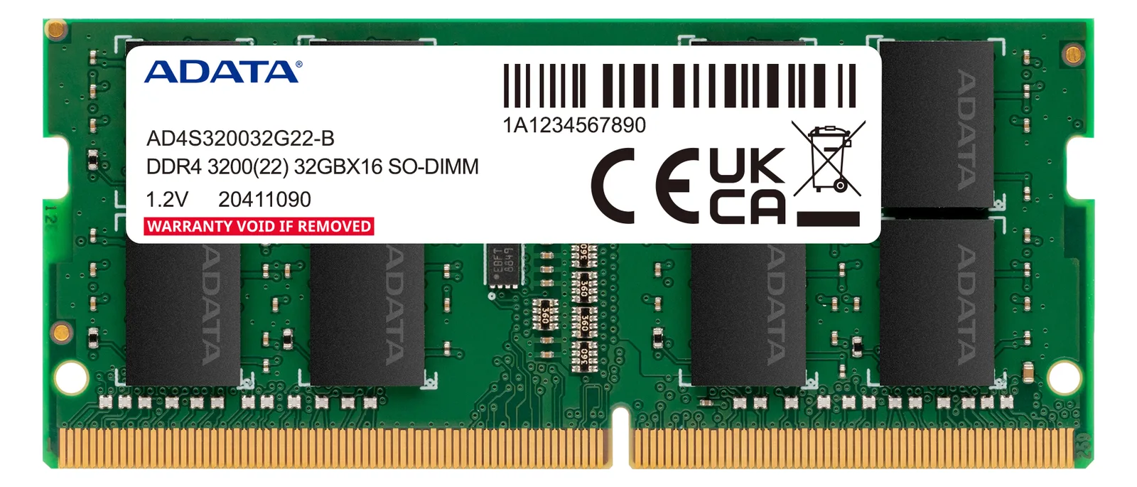 ADATA SO-DIMM DDR4-3200 Dual-Kit gruen AD4S32008G22-DTGN - 16 GB - DDR4, Ansicht 2