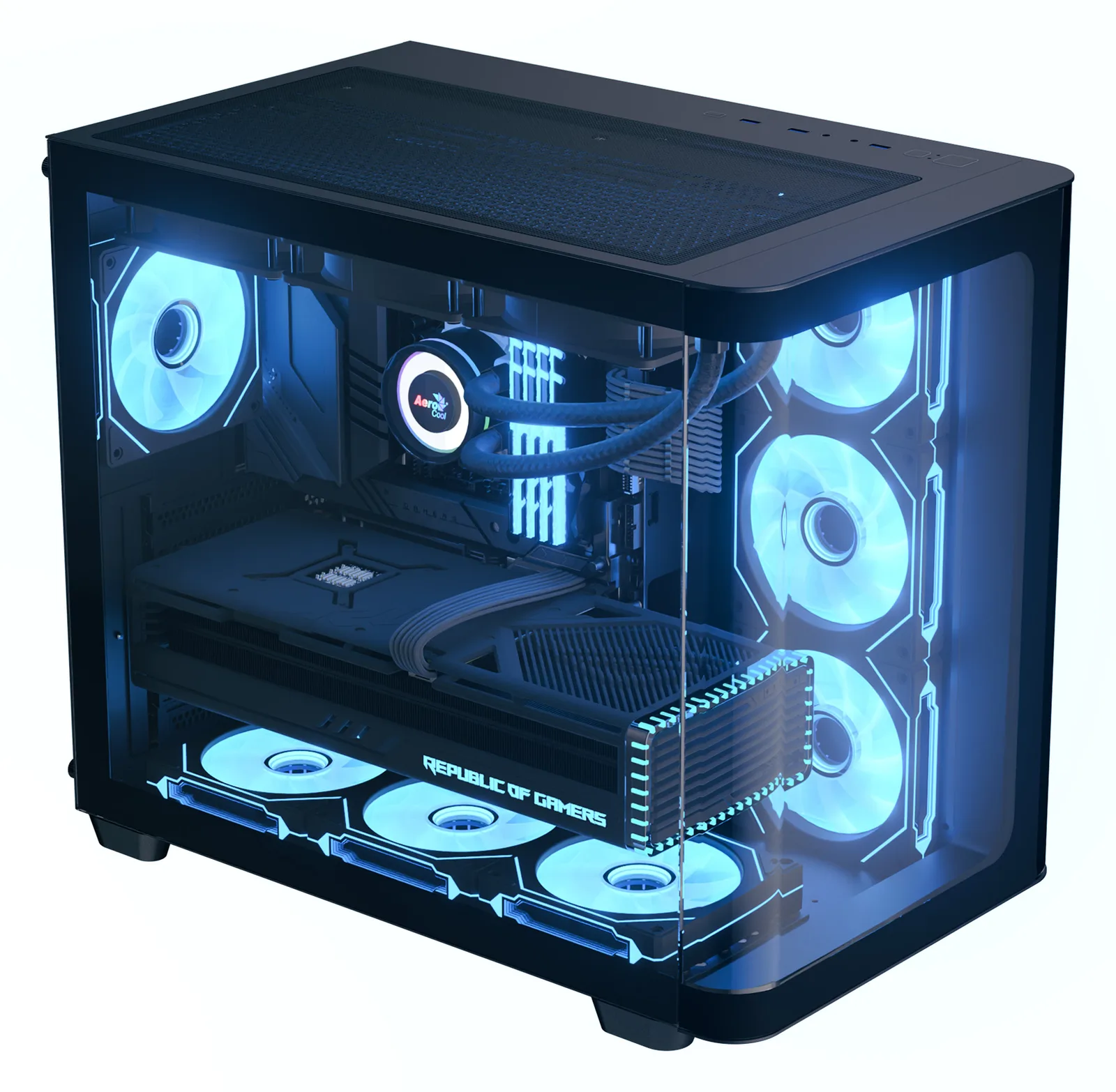 AEROCOOL ADVANCED TECHNOLOGIES Geh Midi P500C-G-BK-v1 o.N. Full Tempered Glas B - Gehäuse, Ansicht 3