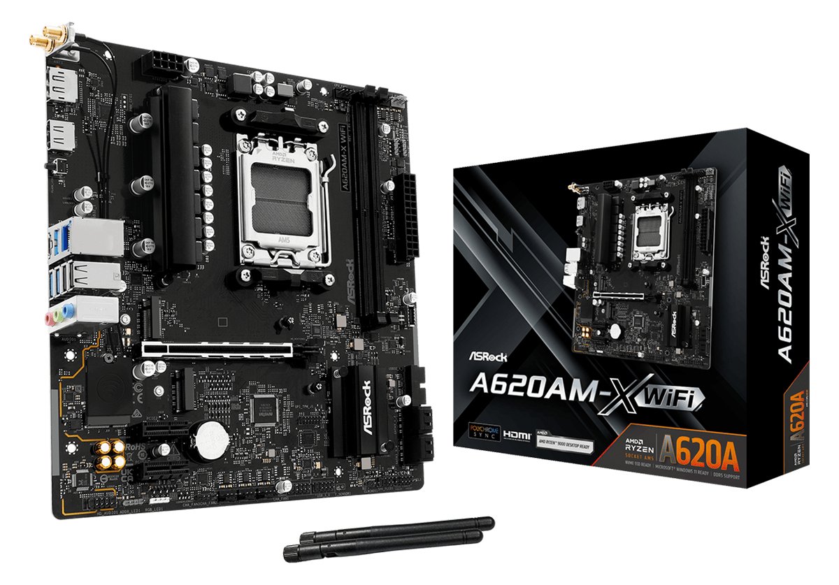 ASRock A620AM-X WIFI - Motherboard - micro ATX - Socket AM5 - AMD A620A Chipsatz - 2.5 Gigabit LAN, Wi-Fi, Bluetooth von LumaTech