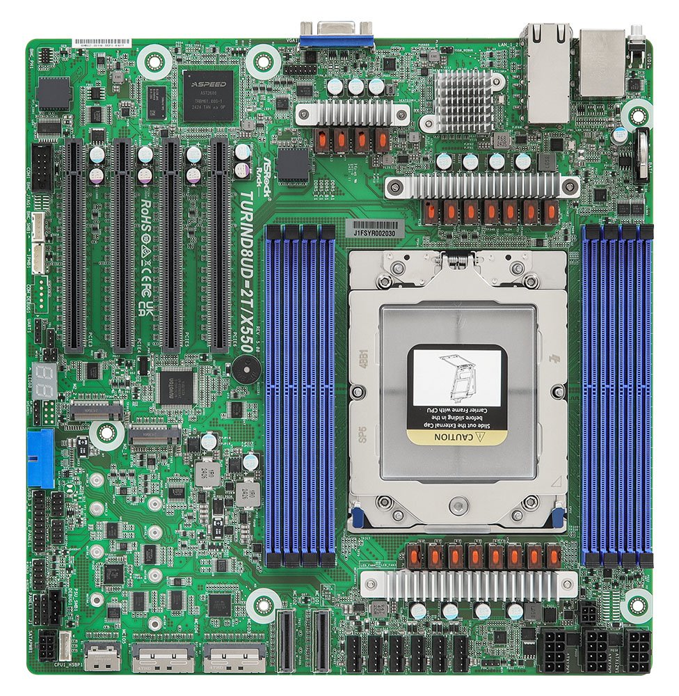 ASRock Mainboard TURIND8UD-2T/X550 Deep Micro-ATX Sockel SP5 Single - Mainboard - Micro/Mini/Flex-ATX von LumaTech