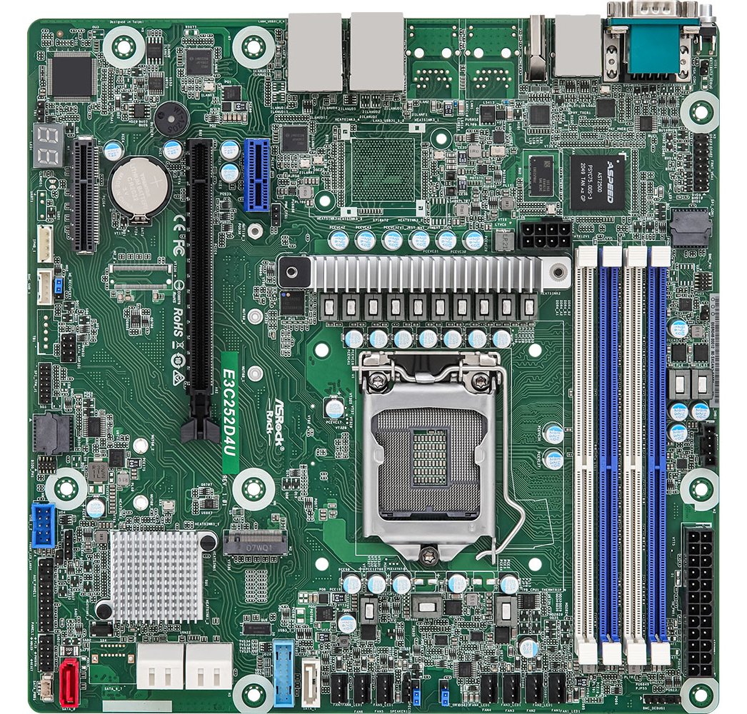 ASRock Rack E3C252D4U - Motherboard - micro ATX - LGA1200-Sockel - C252 Chipsatz von LumaTech
