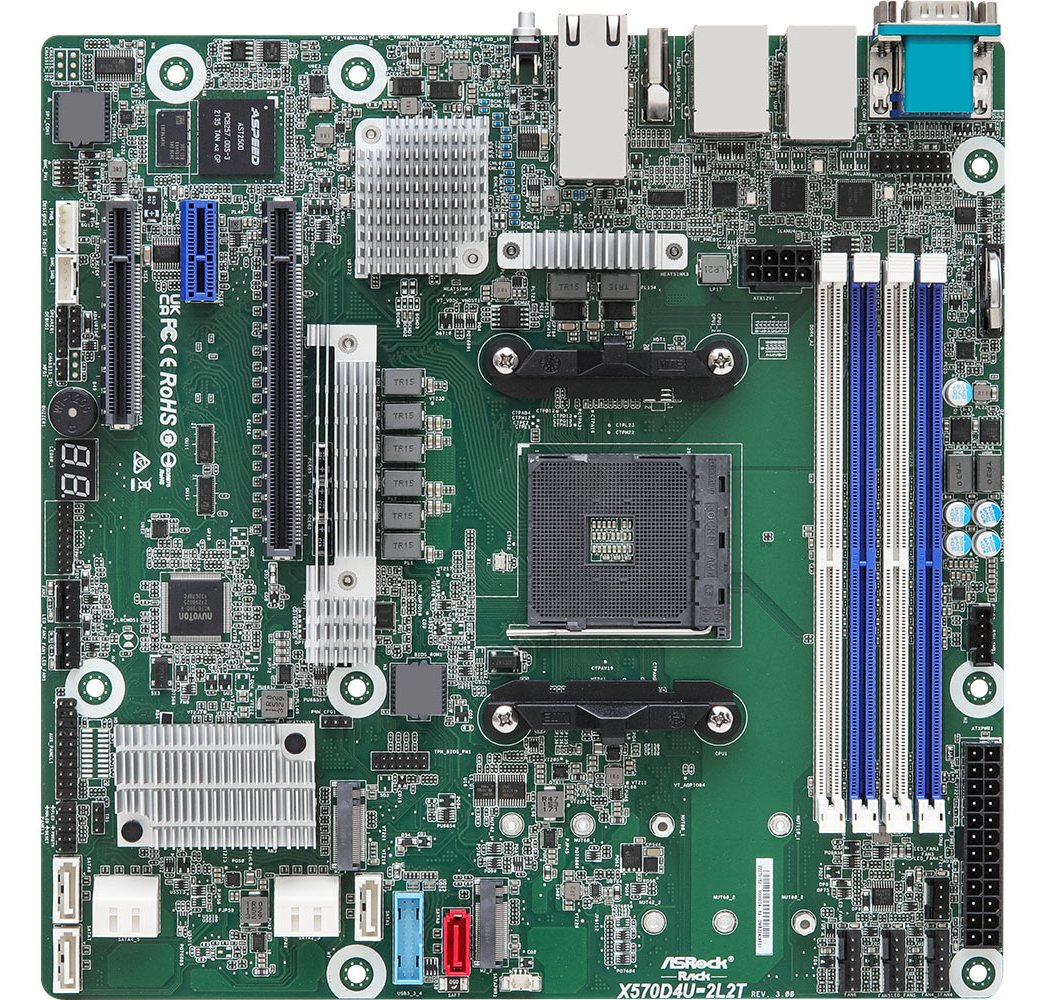 ASRock Rack X570D4U-2L2T/BCM - Motherboard - micro ATX - Socket AM4 - AMD X570 Chipsatz - 2 x 10 Gigabit LAN von LumaTech