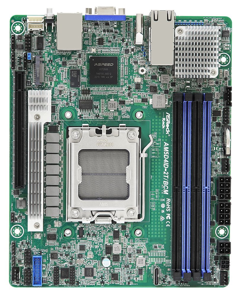 ASRock Rack AM5D4ID-2T/BCM - Motherboard - Deep Mini-IT - Socket AM5 - AMD X300 Chipsatz von LumaTech