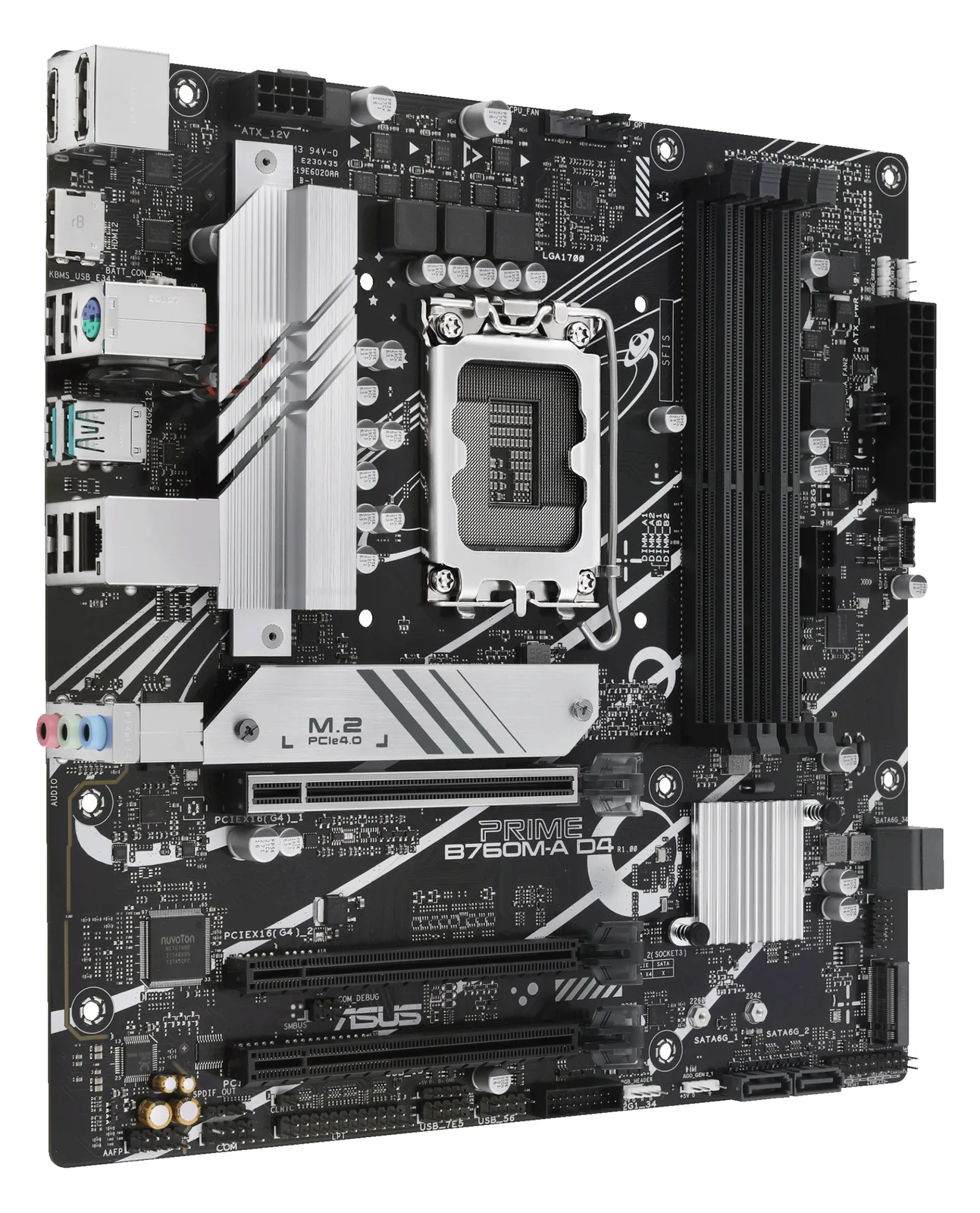 ASUS PRIME B760M-A D4-CSM - Motherboard - micro ATX - LGA1700-Sockel - B760 Chipsatz - USB 3.2 Gen 1, USB 3.2 Gen 2, Ansicht 3