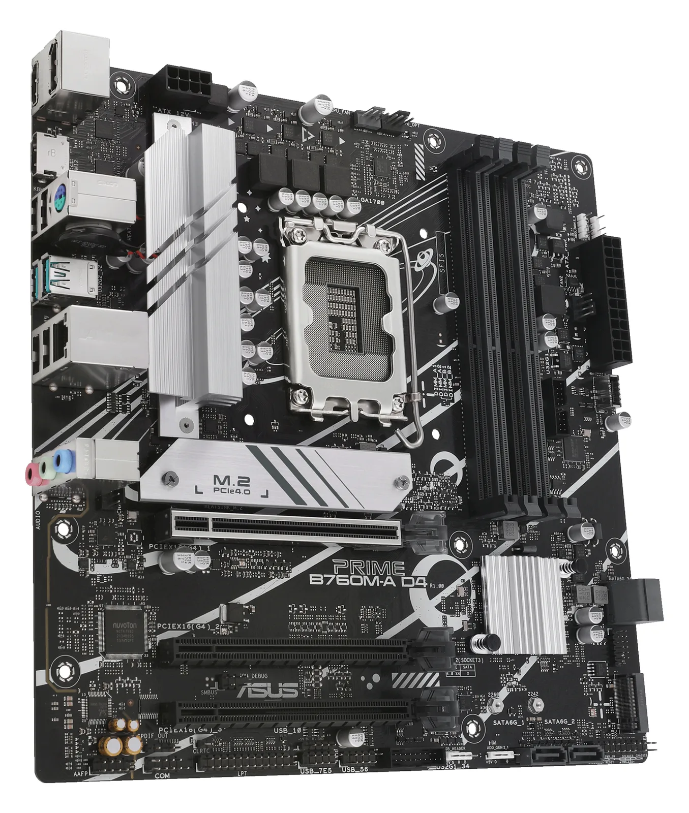 ASUS PRIME B760M-A D4-CSM - Motherboard - micro ATX - LGA1700-Sockel - B760 Chipsatz - USB 3.2 Gen 1, USB 3.2 Gen 2, Ansicht 4