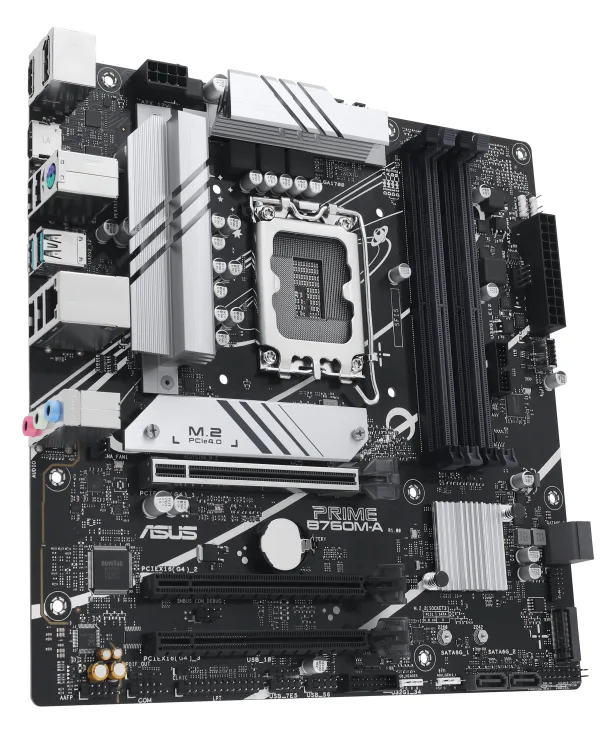 ASUS PRIME B760M-A-CSM - Motherboard - micro ATX - LGA1700-Sockel - B760 Chipsatz - USB 3.2 Gen 1, USB 3.2 Gen 2, Ansicht 4