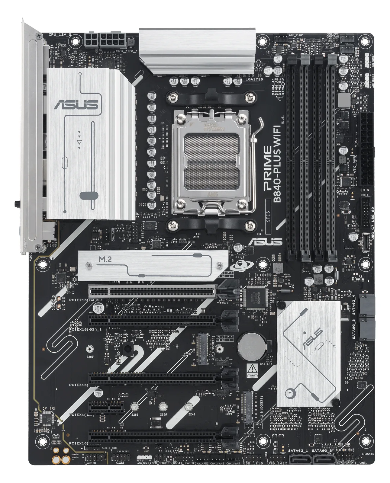 ASUS PRIME B840-PLUS WIFI - Motherboard - ATX - Socket AM5 - AMD B840 Chipsatz - Onboard-Grafik (CPU erforderlich), Ansicht 3