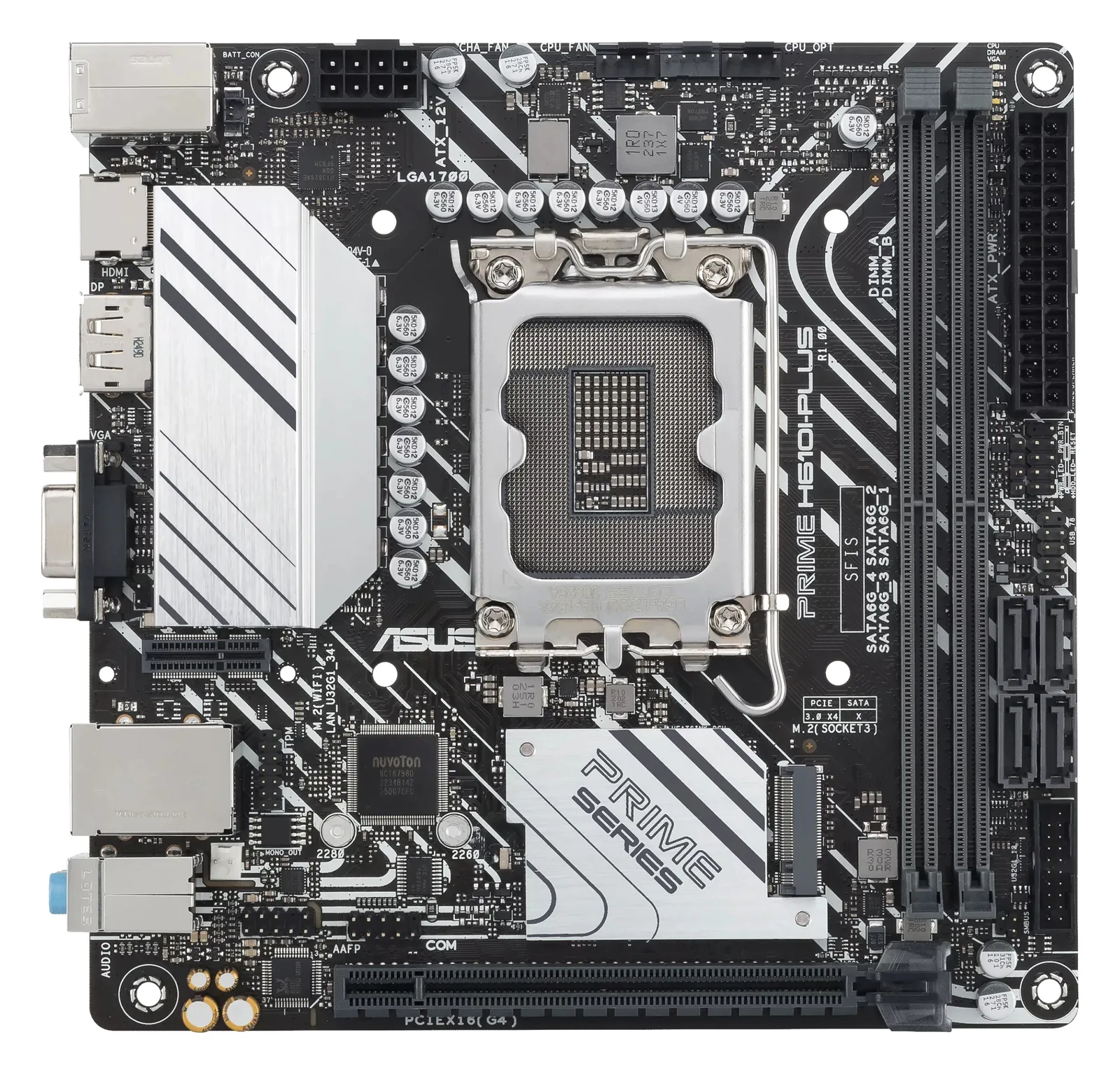 ASUS PRIME H610I-PLUS-CSM - Motherboard - Mini-ITX - LGA1700-Sockel - H610 Chipsatz - USB 3.2 Gen 1 - Gigabit LAN, Ansicht 2