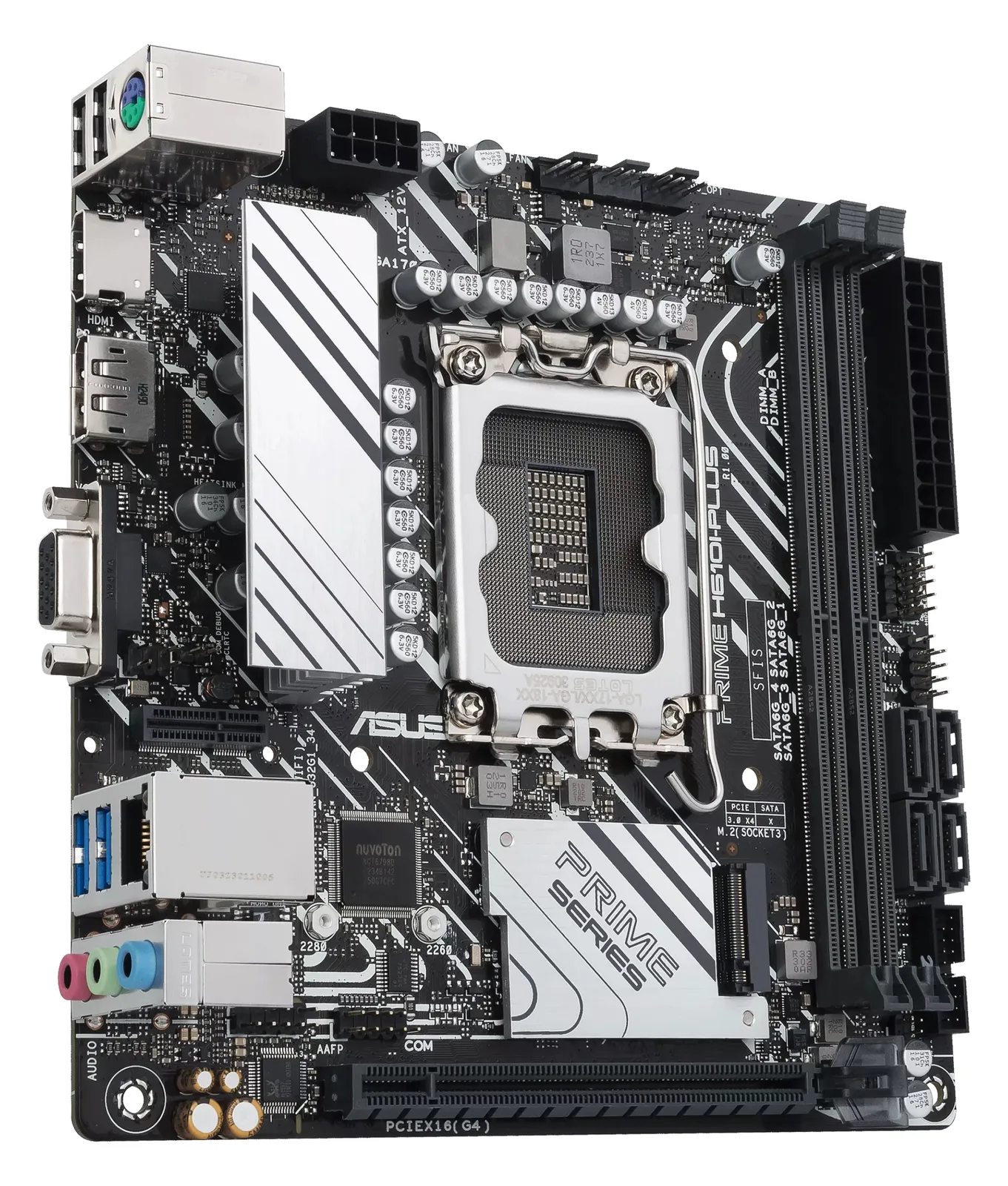ASUS PRIME H610I-PLUS-CSM - Motherboard - Mini-ITX - LGA1700-Sockel - H610 Chipsatz - USB 3.2 Gen 1 - Gigabit LAN, Ansicht 4