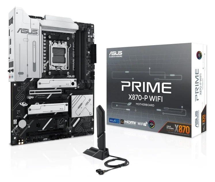 ASUS PRIME X870-P WIFI - Motherboard - ATX - Socket AM5 - AMD X870 Chipsatz - USB4, USB 3.2 Gen 2, USB-C 3.2 Gen2, Ansicht 3