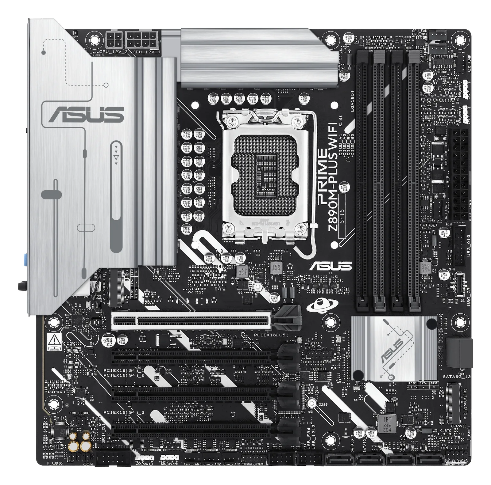 ASUS PRIME Z890M-PLUS WIFI - Motherboard - micro ATX - LGA1851-Sockel - Z890 Chipsatz - USB-C 3.2 Gen 2x2, USB 3.2 Gen 2, Ansicht 3