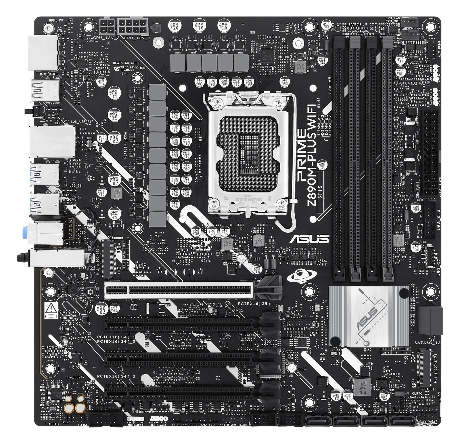 ASUS PRIME Z890M-PLUS WIFI - Motherboard - micro ATX - LGA1851-Sockel - Z890 Chipsatz - USB-C 3.2 Gen 2x2, USB 3.2 Gen 2, Ansicht 4