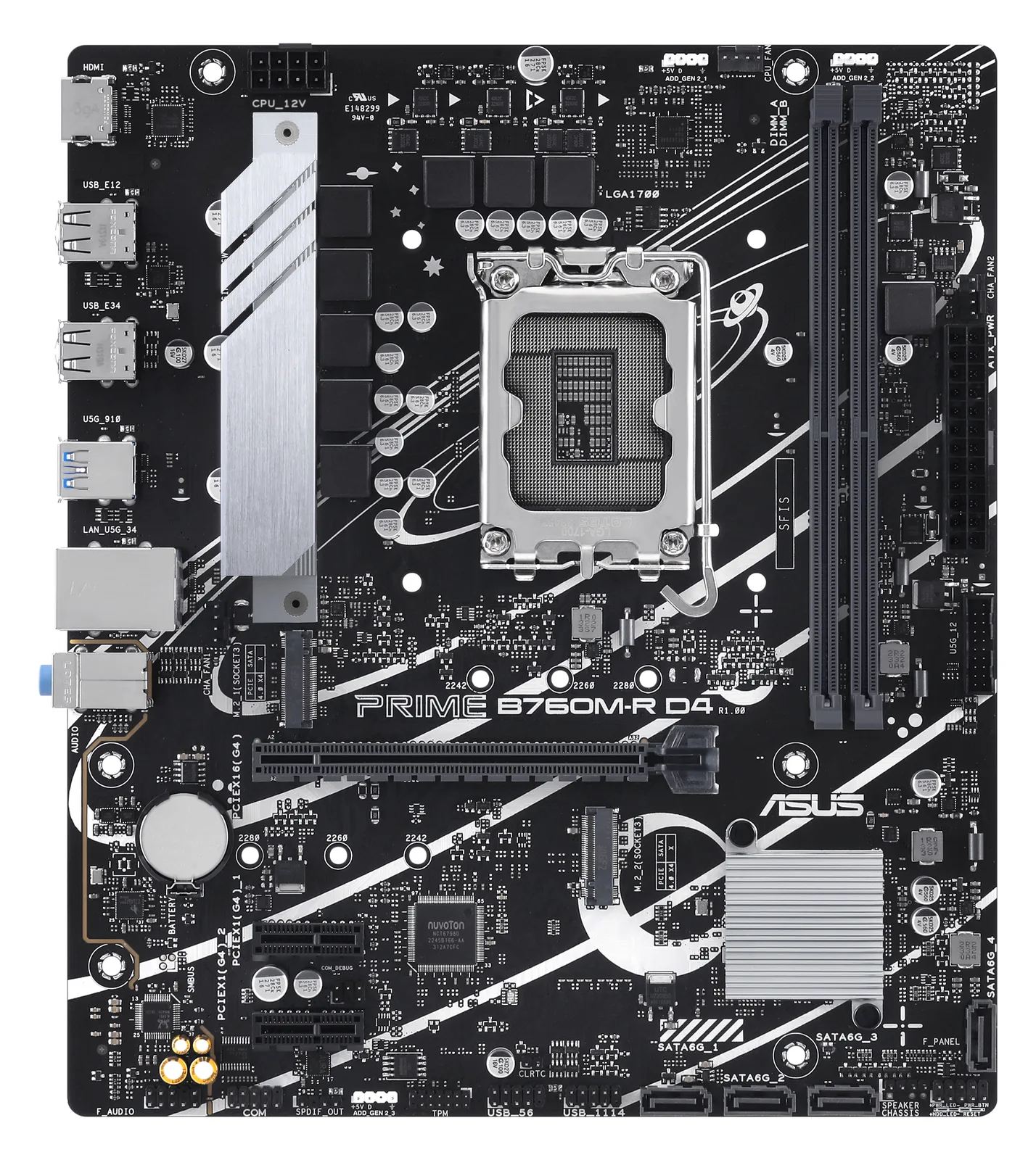 ASUS PRO B760M-R D4 - Motherboard - micro ATX - LGA1700-Sockel - B760 Chipsatz - USB 3.2 Gen 1 - 2.5 Gigabit LAN, Ansicht 2
