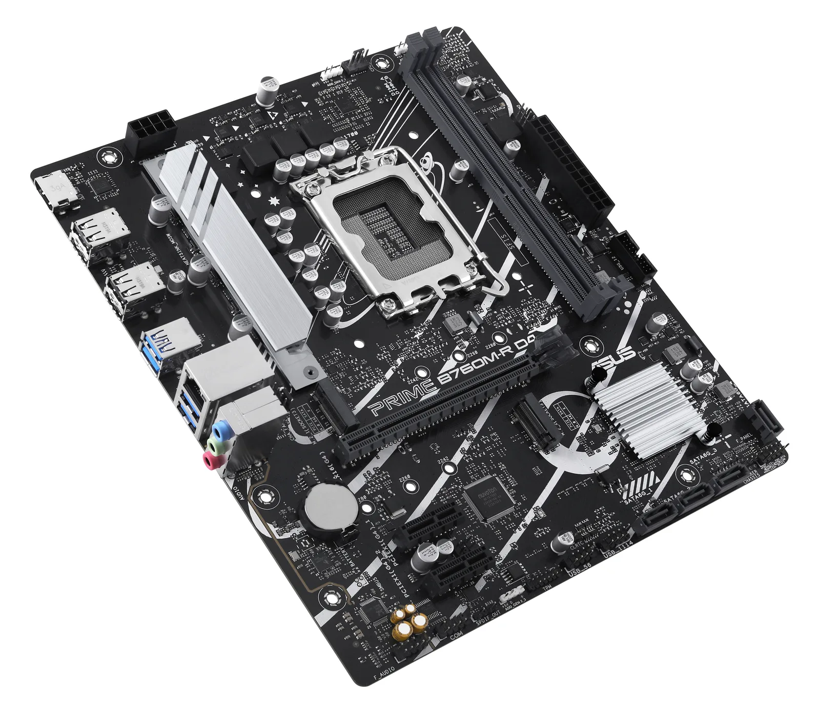 ASUS PRO B760M-R D4 - Motherboard - micro ATX - LGA1700-Sockel - B760 Chipsatz - USB 3.2 Gen 1 - 2.5 Gigabit LAN, Ansicht 3