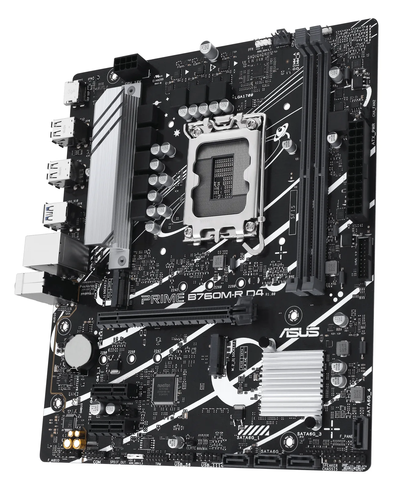 ASUS PRO B760M-R D4 - Motherboard - micro ATX - LGA1700-Sockel - B760 Chipsatz - USB 3.2 Gen 1 - 2.5 Gigabit LAN, Ansicht 4