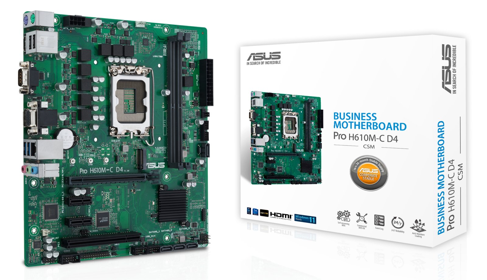 ASUS PRO H610M-C D4-CSM - Motherboard - micro ATX - LGA1700-Sockel - H610 Chipsatz - USB 3.2 Gen 1 - Gigabit LAN von LumaTech