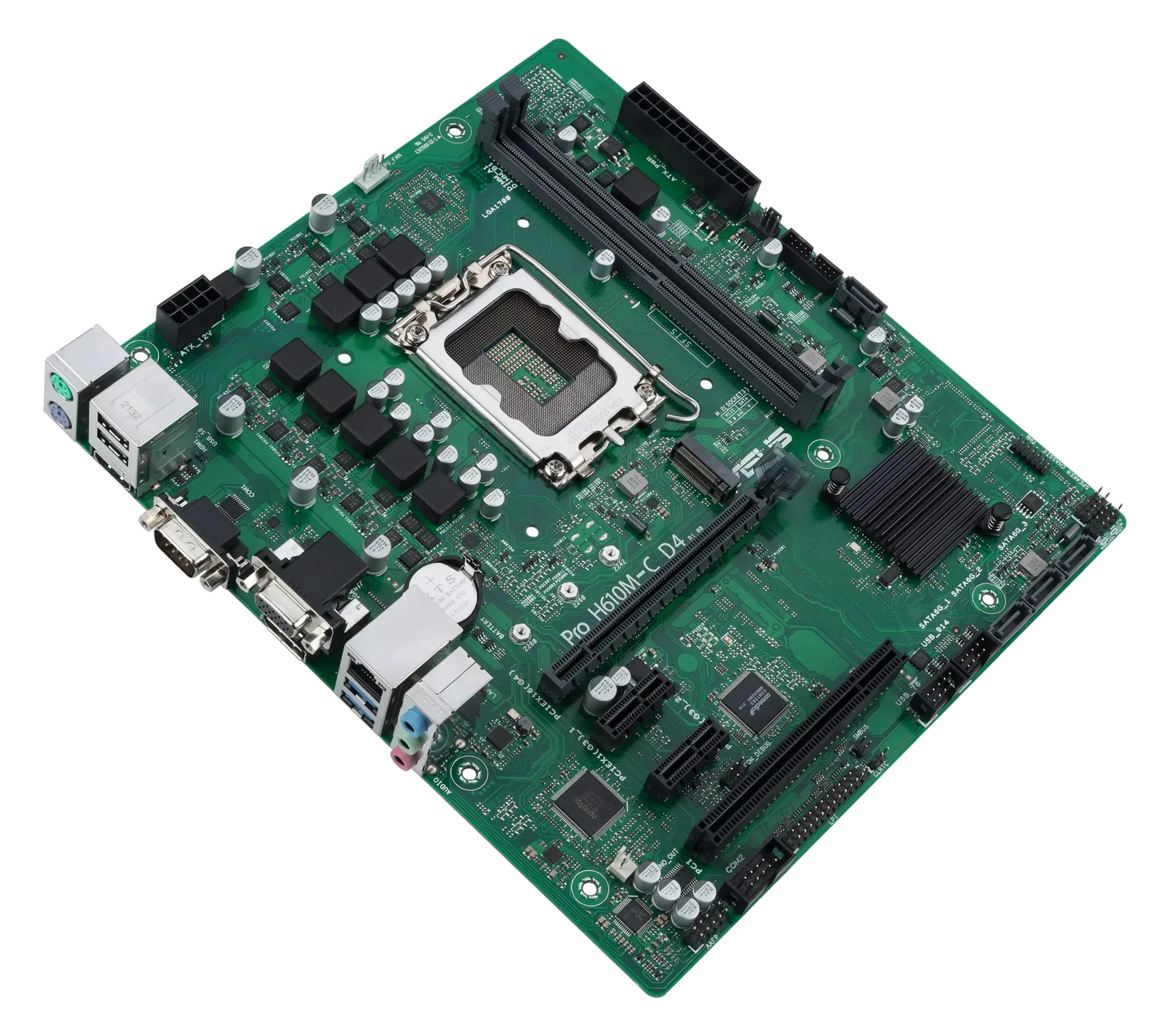 ASUS PRO H610M-C D4-CSM - Motherboard - micro ATX - LGA1700-Sockel - H610 Chipsatz - USB 3.2 Gen 1 - Gigabit LAN, Ansicht 4