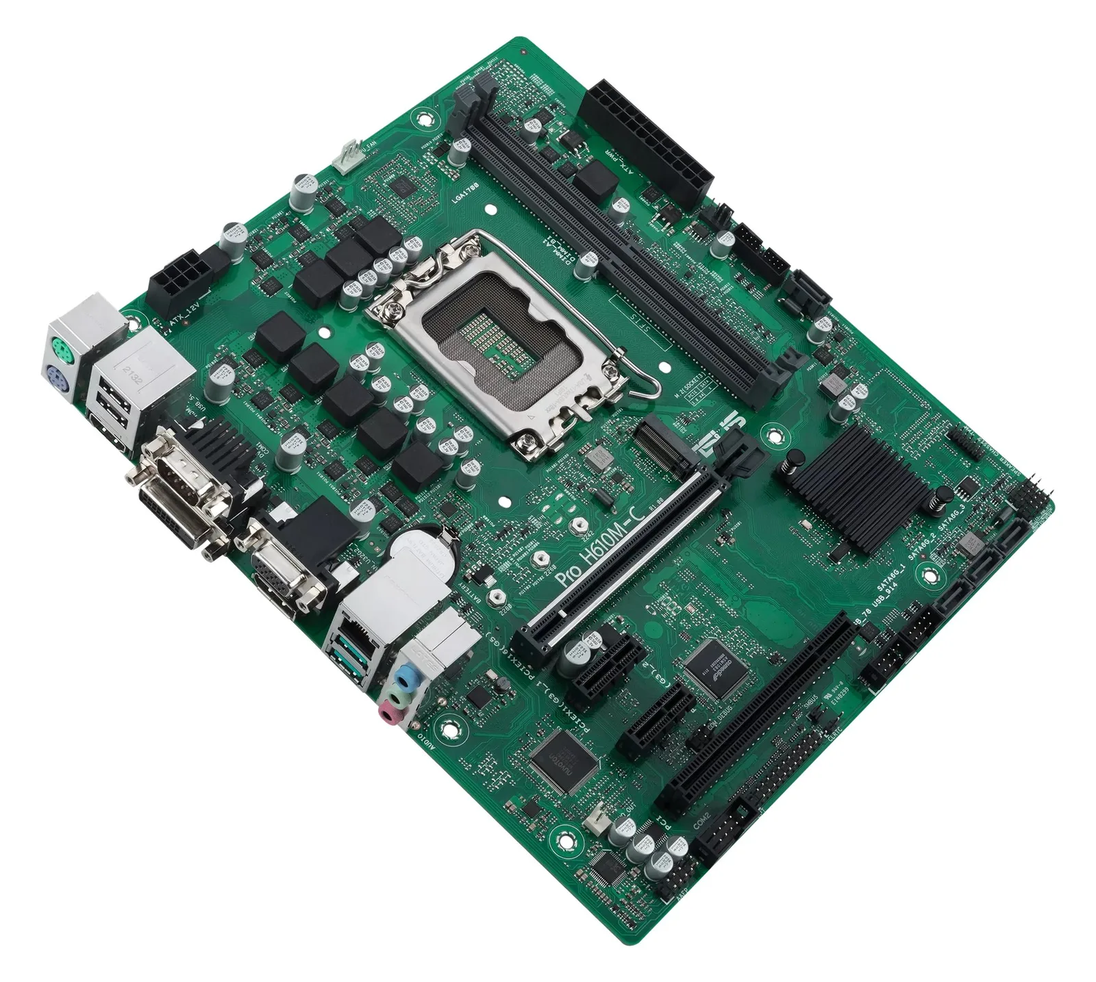 ASUS Pro H610M-C-CSM - Motherboard - micro ATX - LGA1700-Sockel - H610 Chipsatz - USB 3.2 Gen 1, USB 3.2 Gen 2, Ansicht 4