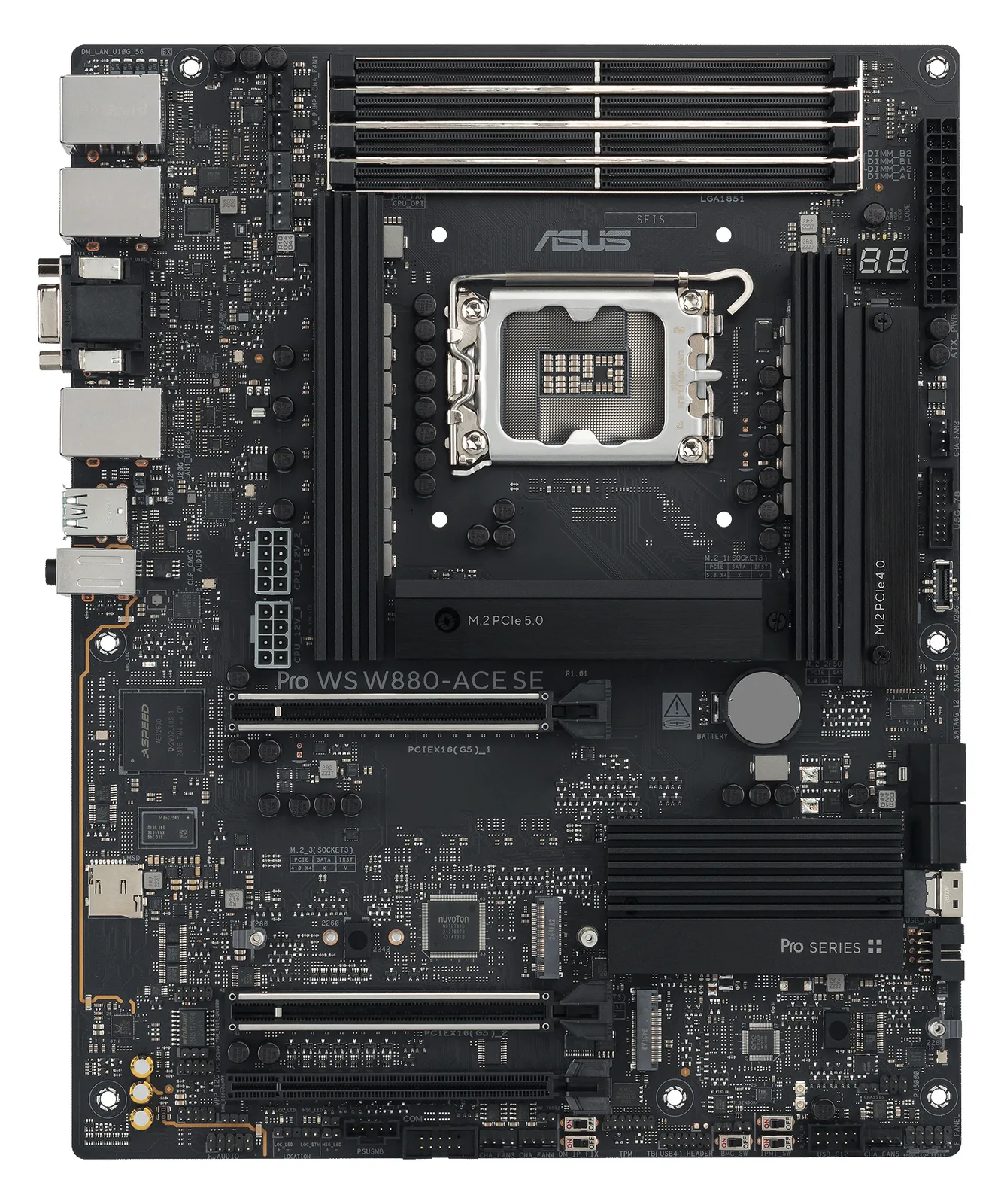 ASUS Pro WS W880-ACE SE - Motherboard - ATX - LGA1851-Sockel - W880 Chipsatz - 2 x 2.5 Gigabit LAN - Onboard-Grafik, Ansicht 4
