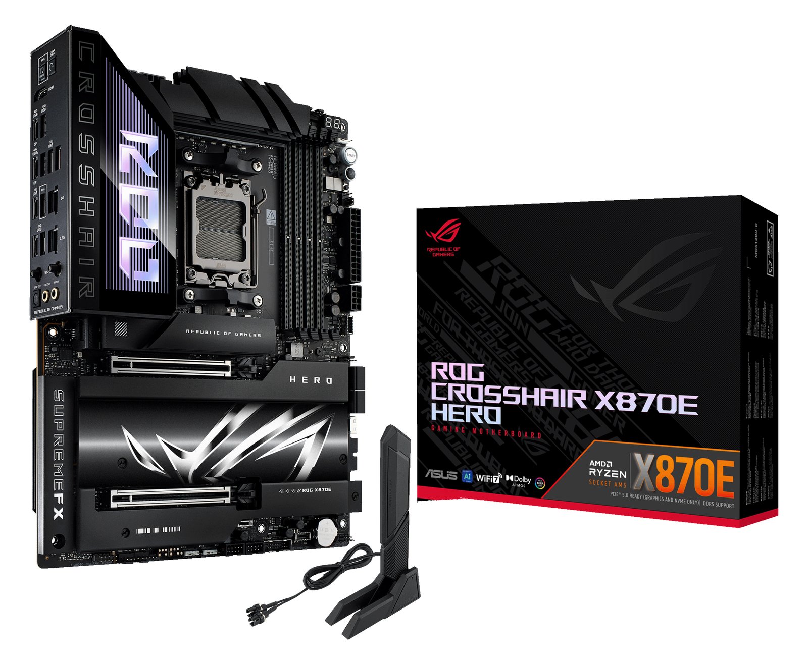 ASUS ROG CROSSHAIR X870E HERO - Motherboard - ATX - Socket AM5 - AMD X870E Chipsatz - USB4, USB 3.2 Gen 2 von LumaTech