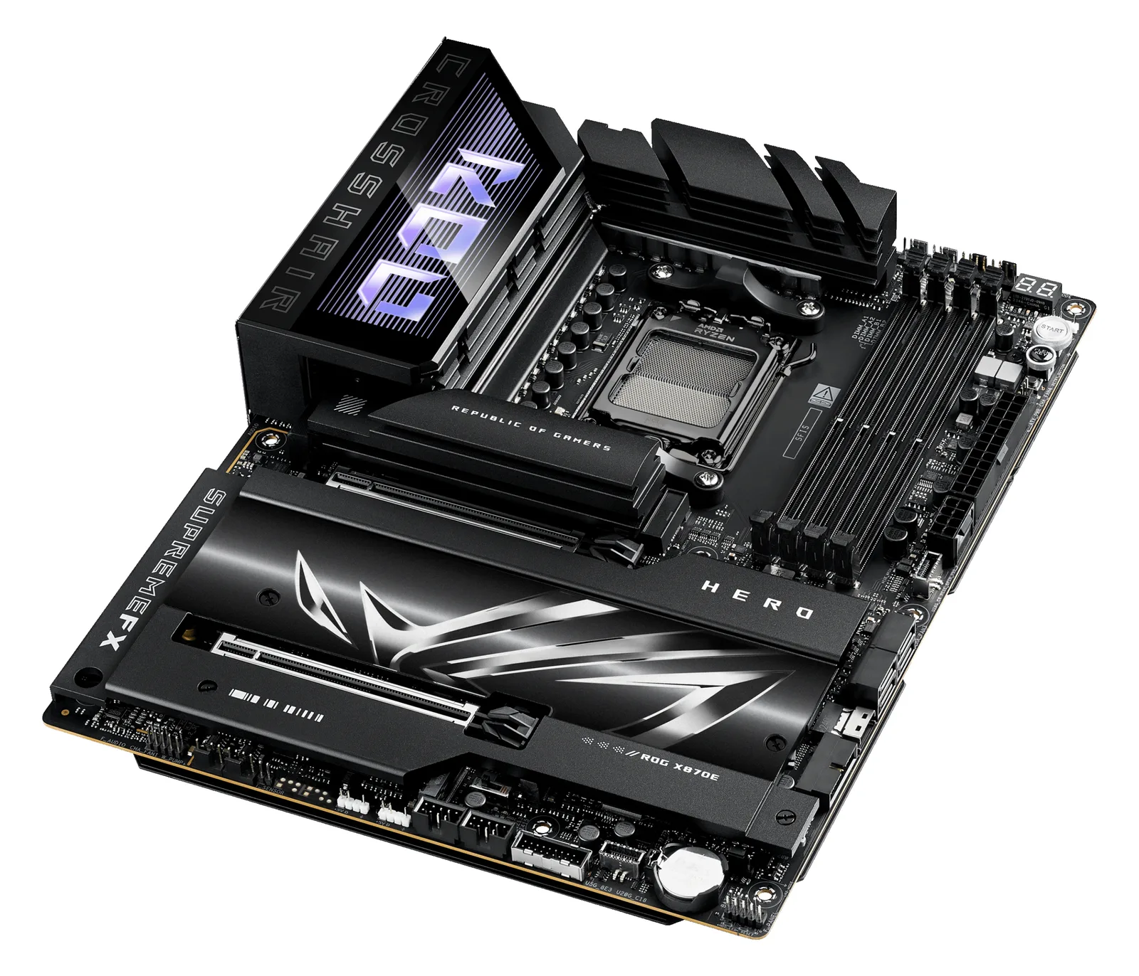 ASUS ROG CROSSHAIR X870E HERO - Motherboard - ATX - Socket AM5 - AMD X870E Chipsatz - USB4, USB 3.2 Gen 2, Ansicht 2