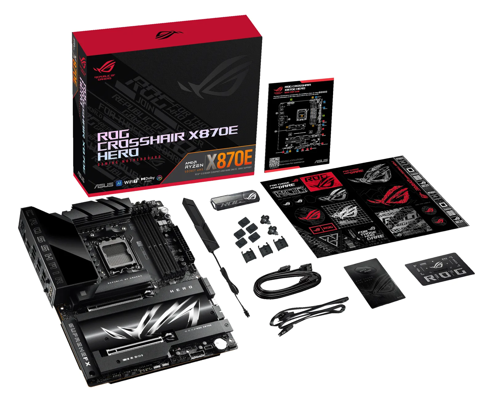 ASUS ROG CROSSHAIR X870E HERO - Motherboard - ATX - Socket AM5 - AMD X870E Chipsatz - USB4, USB 3.2 Gen 2, Ansicht 3