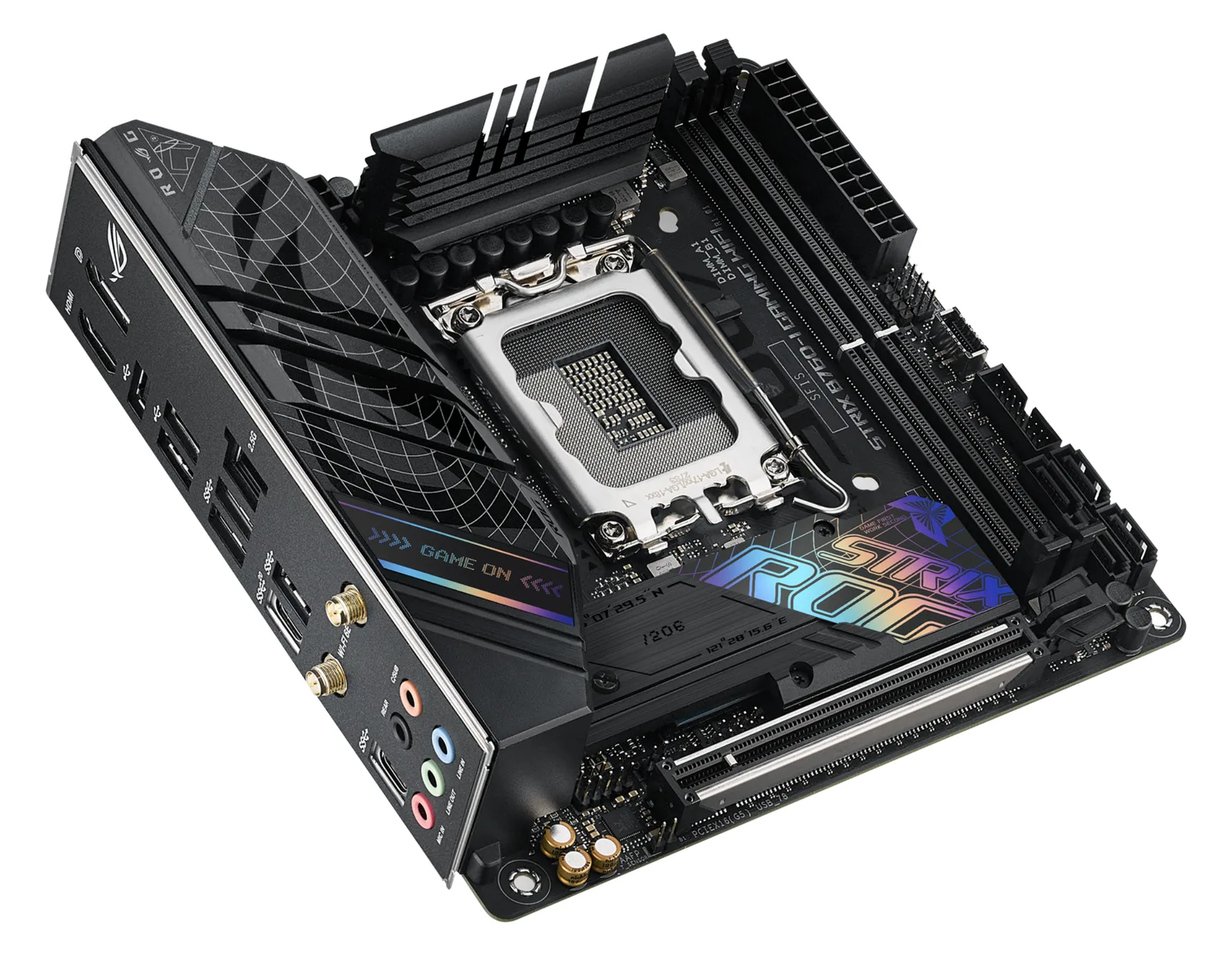 ASUS ROG STRIX B760-I GAMING WIFI - Motherboard - Mini-ITX - LGA1700-Sockel - B760 Chipsatz - USB 3.2 Gen 1, Ansicht 3