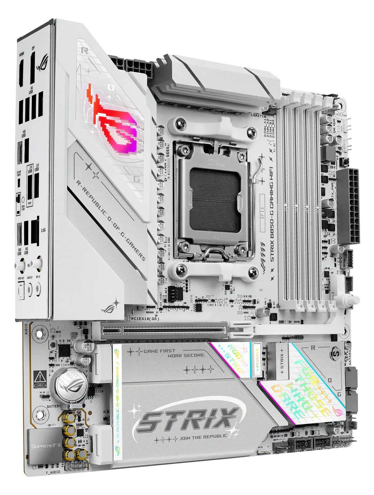 ASUS ROG STRIX B850-G GAMING - Motherboard - micro ATX - Socket AM5 - AMD B850 Chipsatz - 2.5 GB LAN, Wi-Fi 7, Bluetooth, Ansicht 3