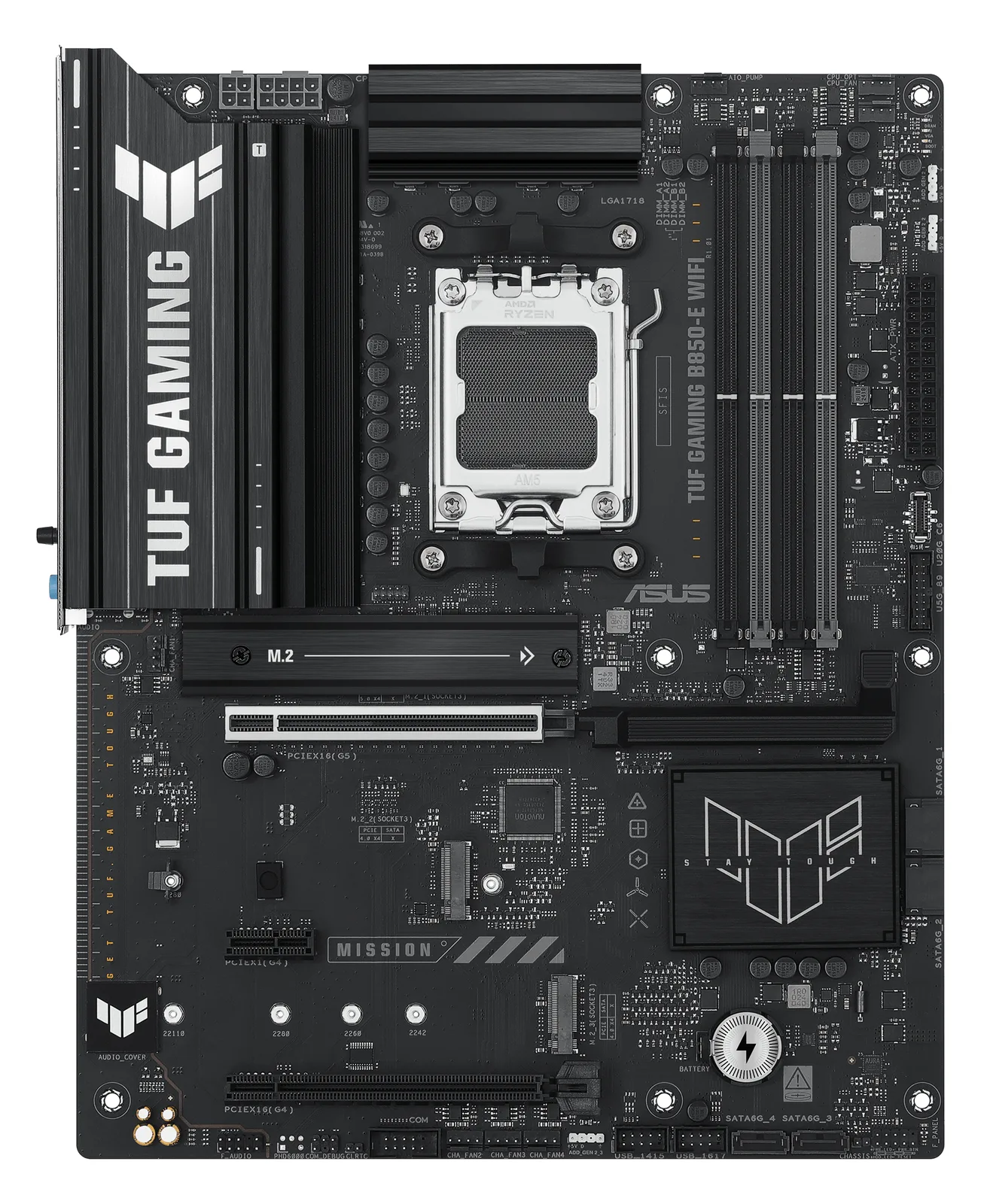 ASUS TUF GAMING B850-E WIFI - Motherboard - ATX - Socket AM5 - AMD B850 Chipsatz  - Wi-Fi 6E, 2.5 Gigabit LAN, Bluetooth, Ansicht 3