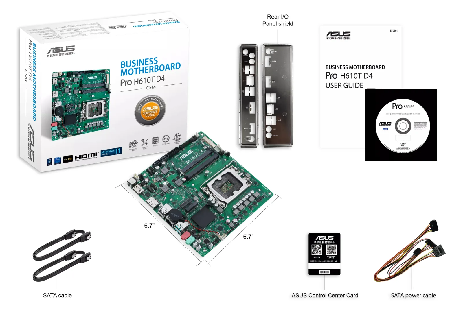 ASUS Pro H610T D4-CSM - Motherboard - Thin mini ITX - LGA1700-Sockel - H610 Chipsatz, Ansicht 2