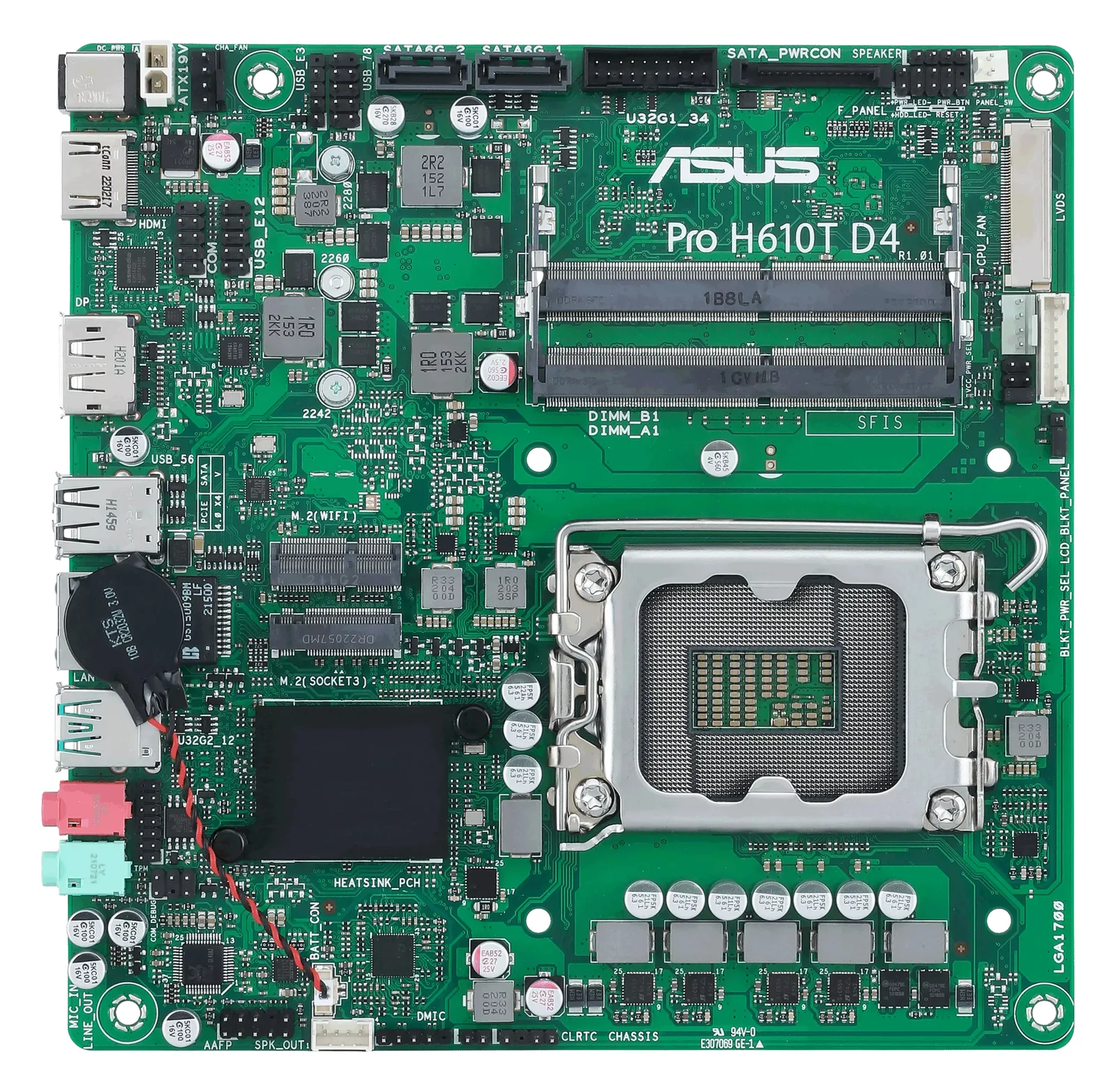 ASUS Pro H610T D4-CSM - Motherboard - Thin mini ITX - LGA1700-Sockel - H610 Chipsatz, Ansicht 3
