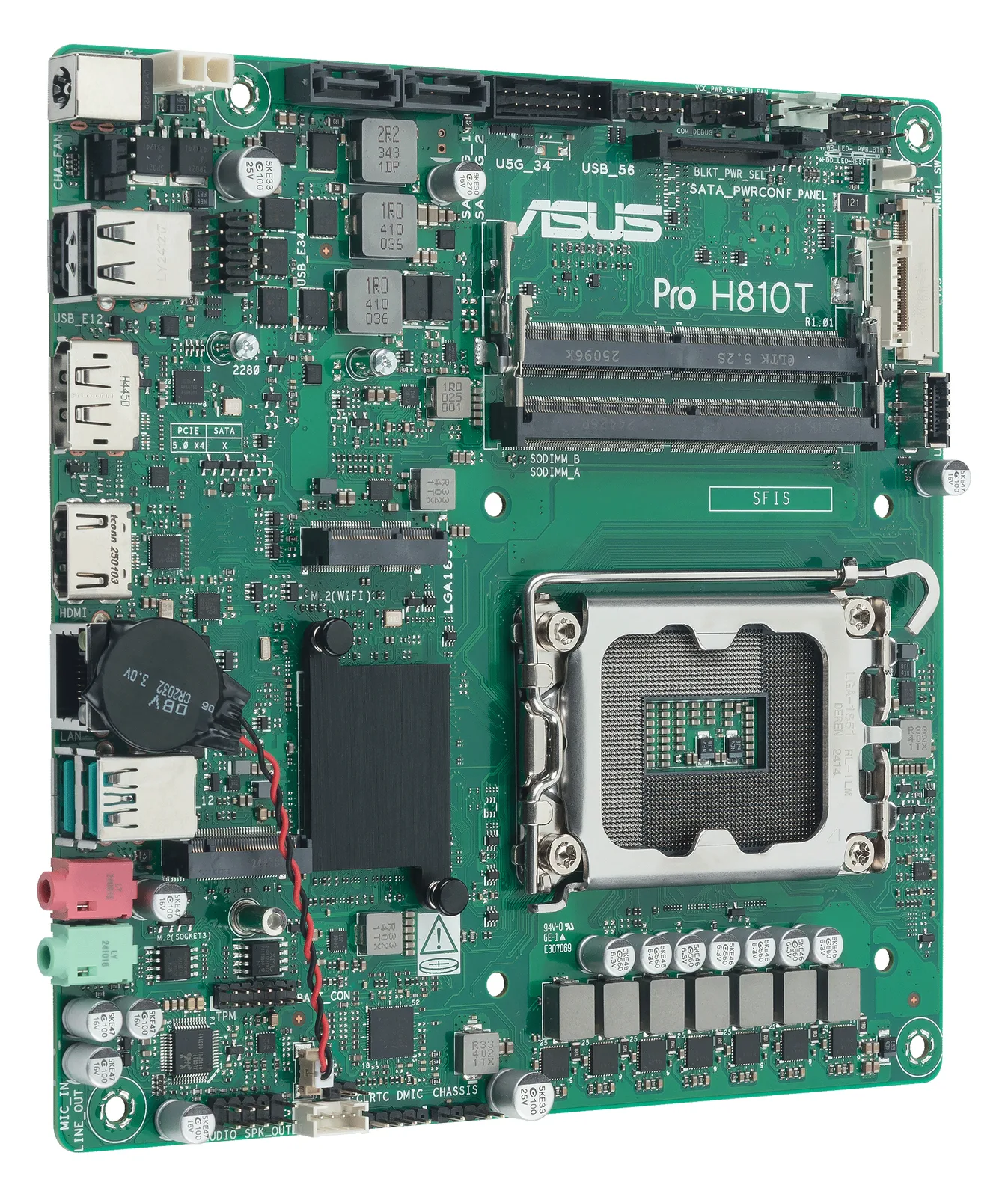 ASUS PRO H810T-CSM - Motherboard - Thin mini ITX - LGA1851-Sockel - H810 Chipsatz, Ansicht 3