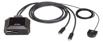 ATEN 2-Port USB-C 4K DisplayPort KVM-Switch mit Remote-Port-Wähler - 4096 x 2160 Pixel - 4K DCI - 0,74 W - Schwarz von LumaTech