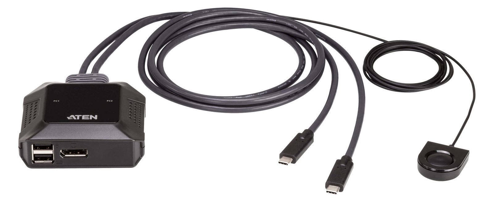 ATEN 2-Port USB-C 4K DisplayPort KVM-Switch mit Remote-Port-Wähler - 4096 x 2160 Pixel - 4K DCI - 0,74 W - Schwarz von LumaTech