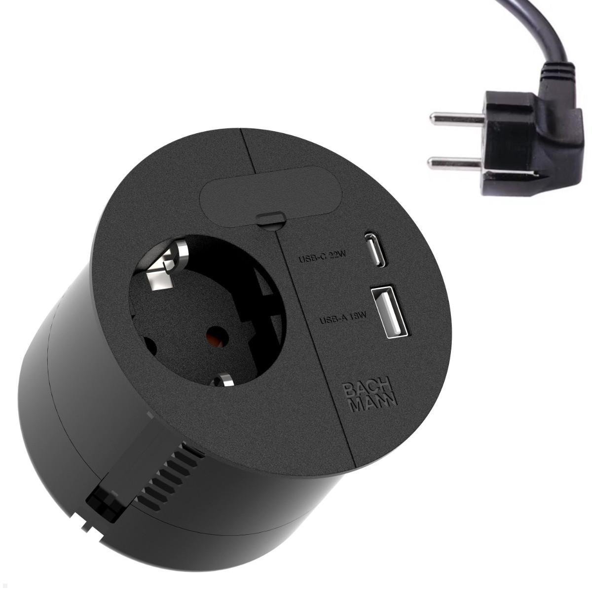 Bachmann BACH 938.201 LOOP IN CHARGE 1xCEE7/3 1xUSB A/C 22W 1xKBD 2,0m CEE7/7