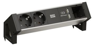 Bachmann DESK 2 ALU - Steckdosenleiste - Eingabe, Eingang GST18 - Ausgangsanschlüsse: 2 (2 x Spannung) von LumaTech