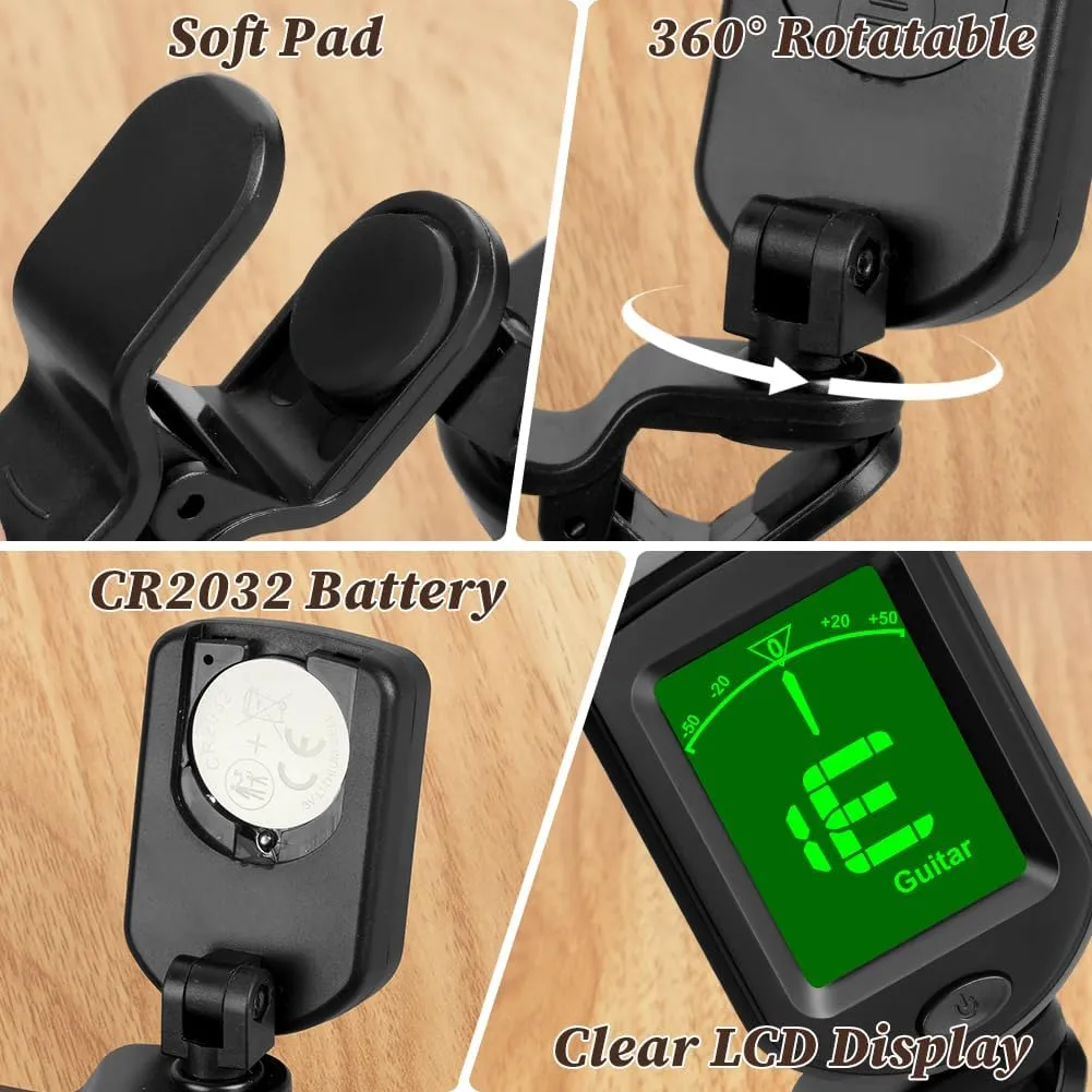 Stimmgerät Gitarre, Clip Tuner, Clip-On Chromatisches Stimmgerät, Stimmgerät zum Anklipsen, Stimmgerät für Gitarre, Bass, Violine, Ukulele, Chromatisch — Bild 4