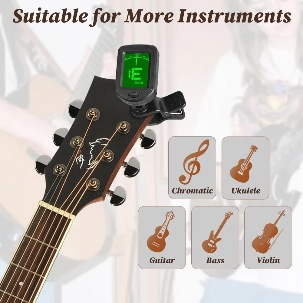 Stimmgerät Gitarre, Clip Tuner, Clip-On Chromatisches Stimmgerät, Stimmgerät zum Anklipsen, Stimmgerät für Gitarre, Bass, Violine, Ukulele, Chromatisch — Bild 5