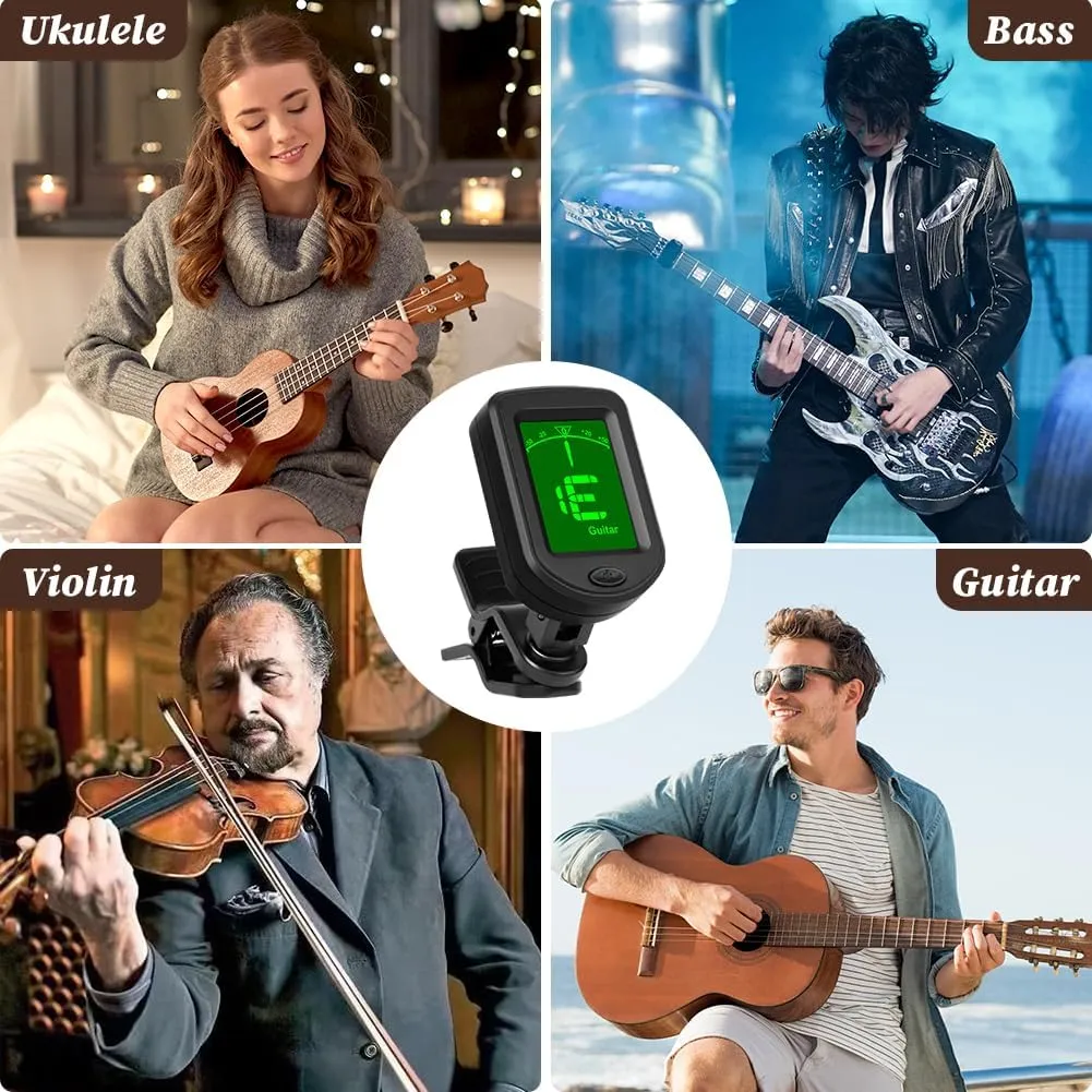 Stimmgerät Gitarre, Clip Tuner, Clip-On Chromatisches Stimmgerät, Stimmgerät zum Anklipsen, Stimmgerät für Gitarre, Bass, Violine, Ukulele, Chromatisch — Bild 7