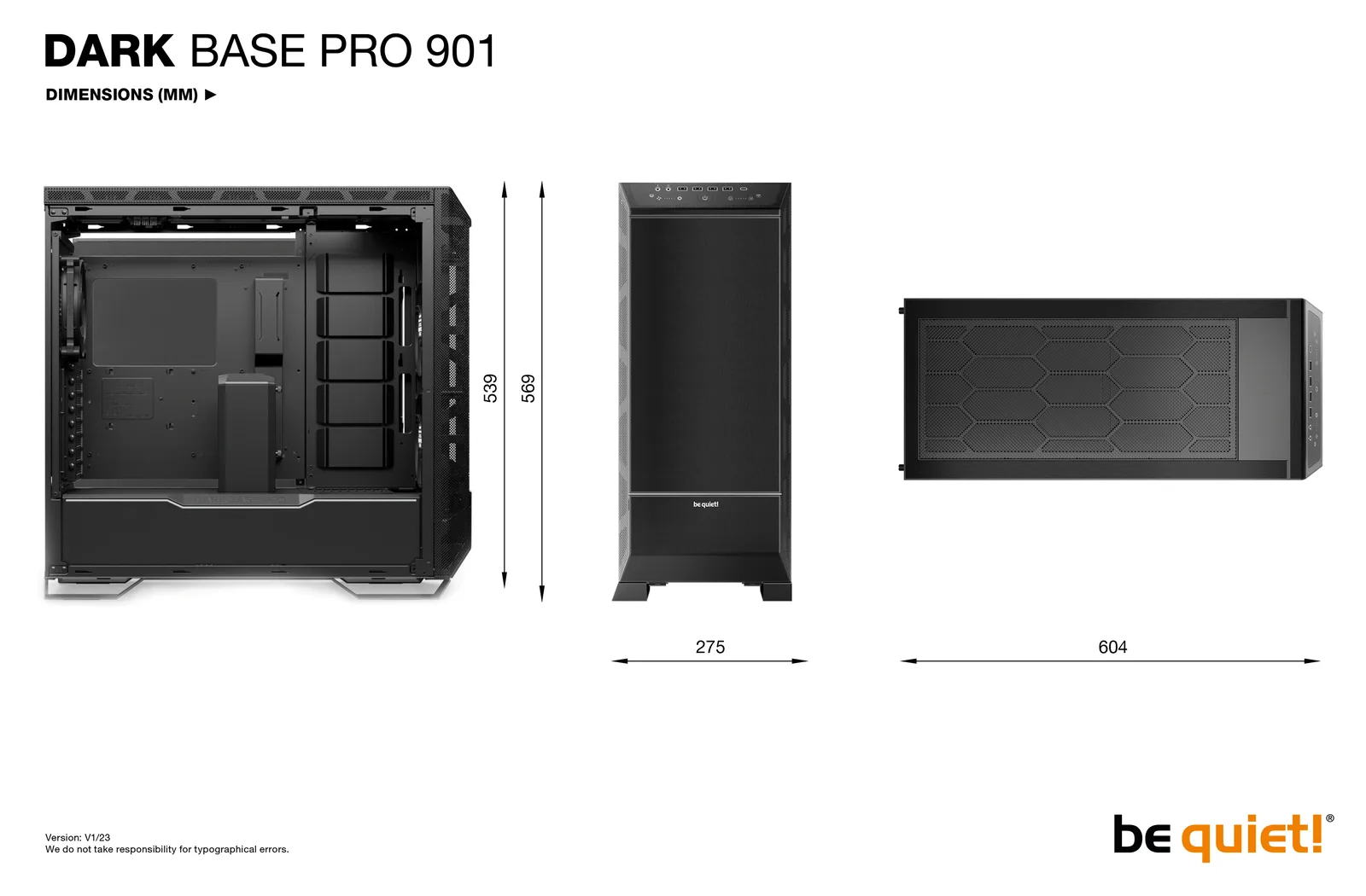 Be Quiet! Dark Base Pro 901 - FT - ATX - Seitenteil mit Fenster (gehärtetes Glas) - Schwarz, Ansicht 2