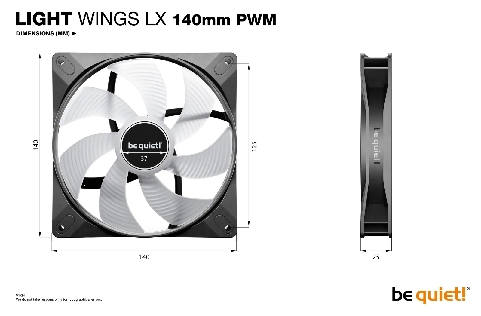 Be Quiet! Light Wings LX PWM 140 mm schwarz, Ansicht 2