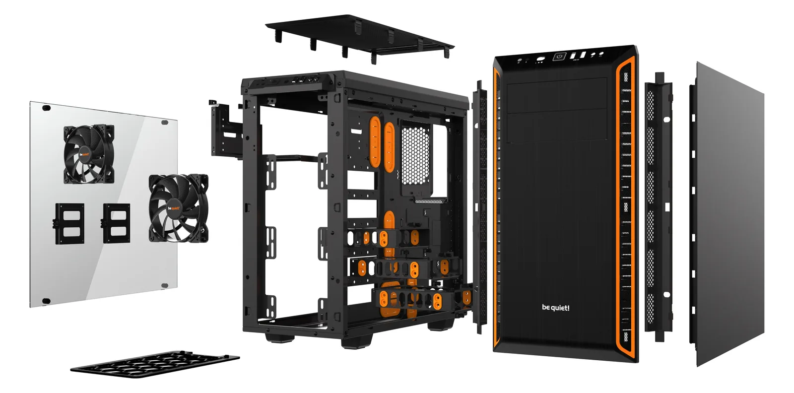 Be Quiet! Pure Base 600 Window - Tower - ATX - ohne Netzteil (ATX / PS/2) - Schwarz-Orange, Ansicht 3