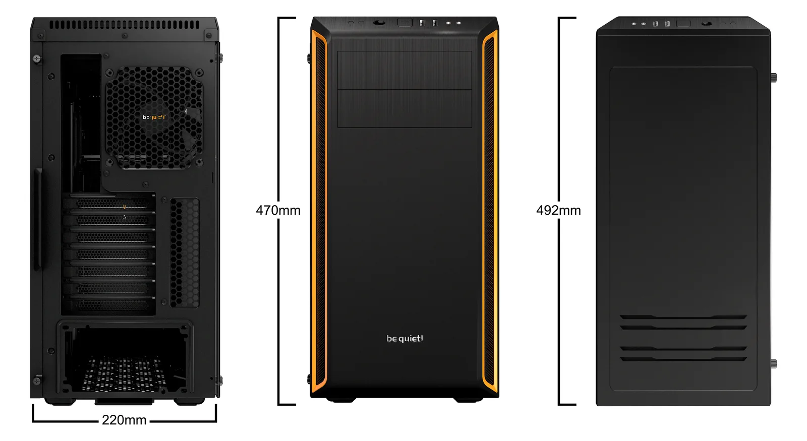 Be Quiet! Pure Base 600 Window - Tower - ATX - ohne Netzteil (ATX / PS/2) - Schwarz-Orange, Ansicht 4