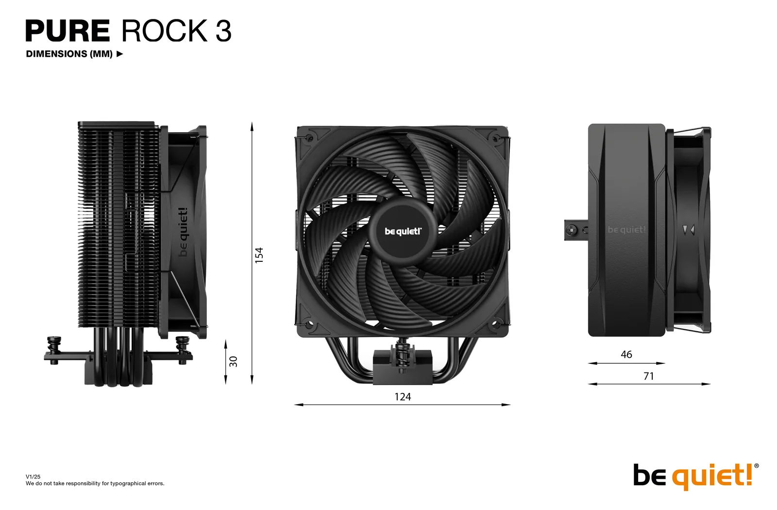 Be Quiet! Pure Rock 3 CPU Kühler für Intel und AMD schwarz, Ansicht 2
