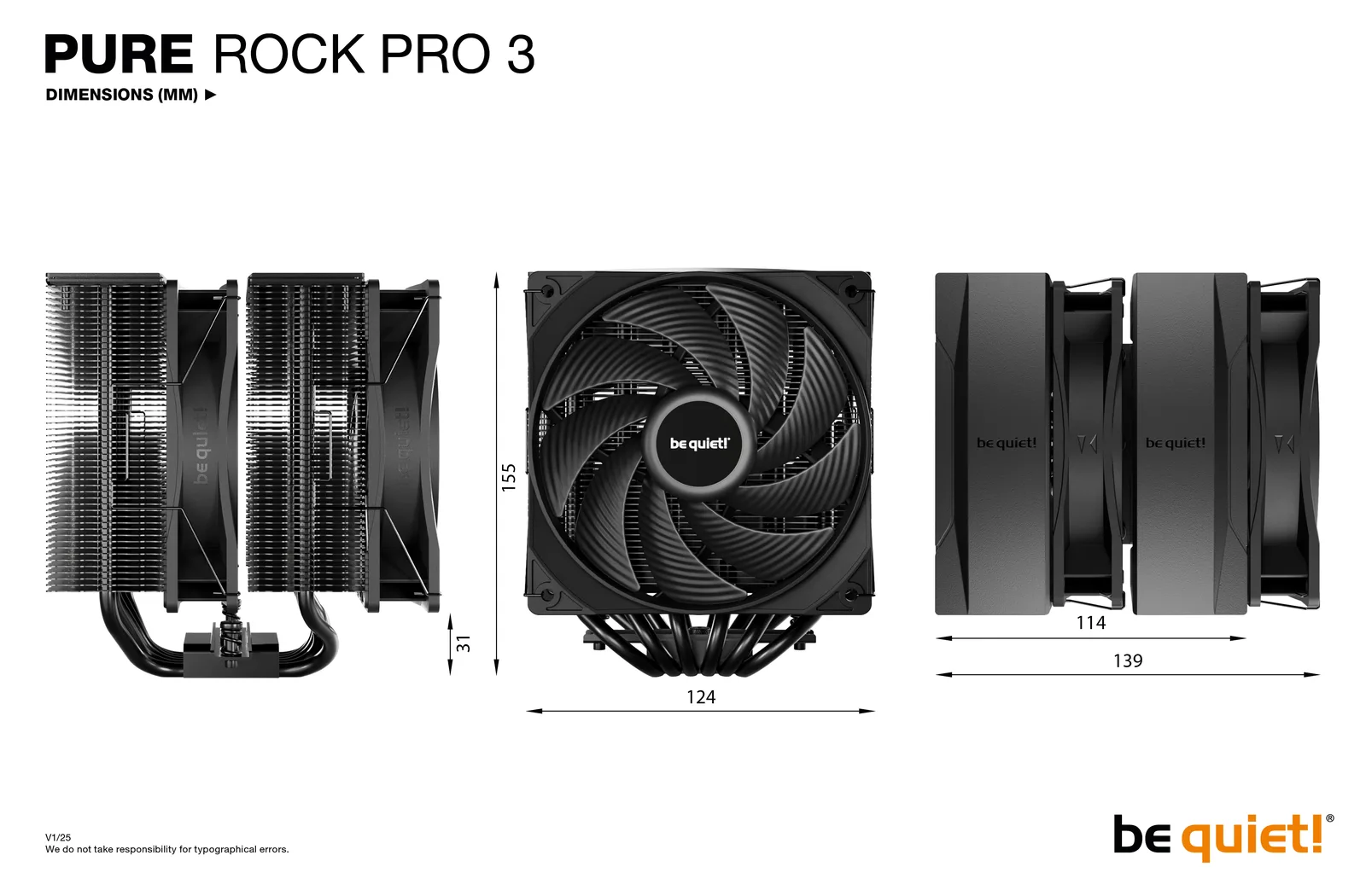 Be Quiet! Pure Rock PRO 3 Black CPU Kühler für Intel und AMD schwarz, Ansicht 2