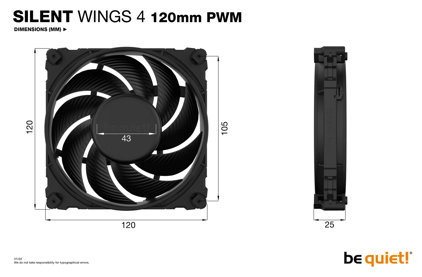 Be Quiet! Silent Wings 4 - Gehäuselüfter - PWM - schwarz 82,74 m³/h, Ansicht 2