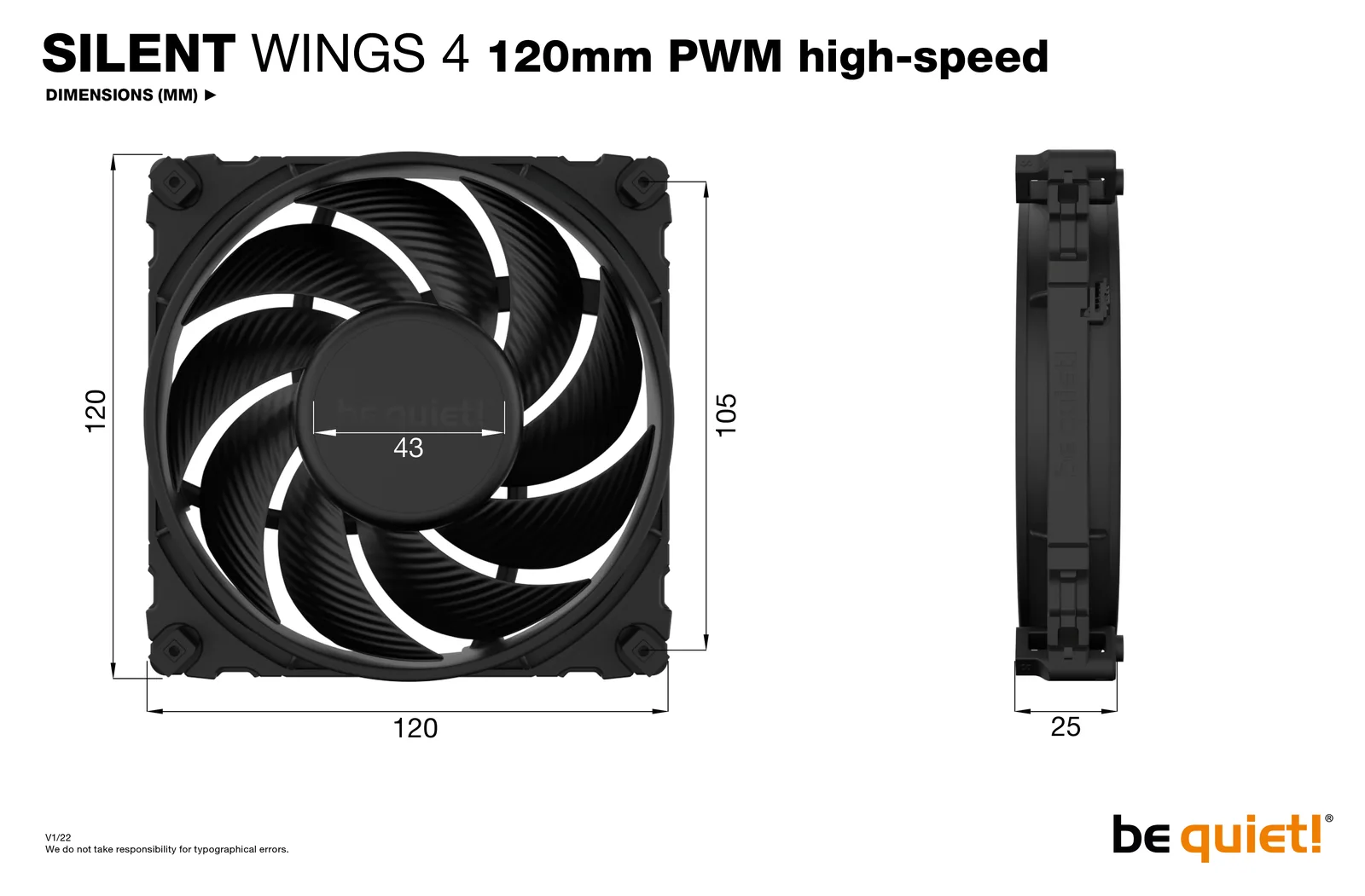 Be Quiet! Silent Wings 4 - Gehäuselüfter - PWM high-speed - 120 mm, Ansicht 2