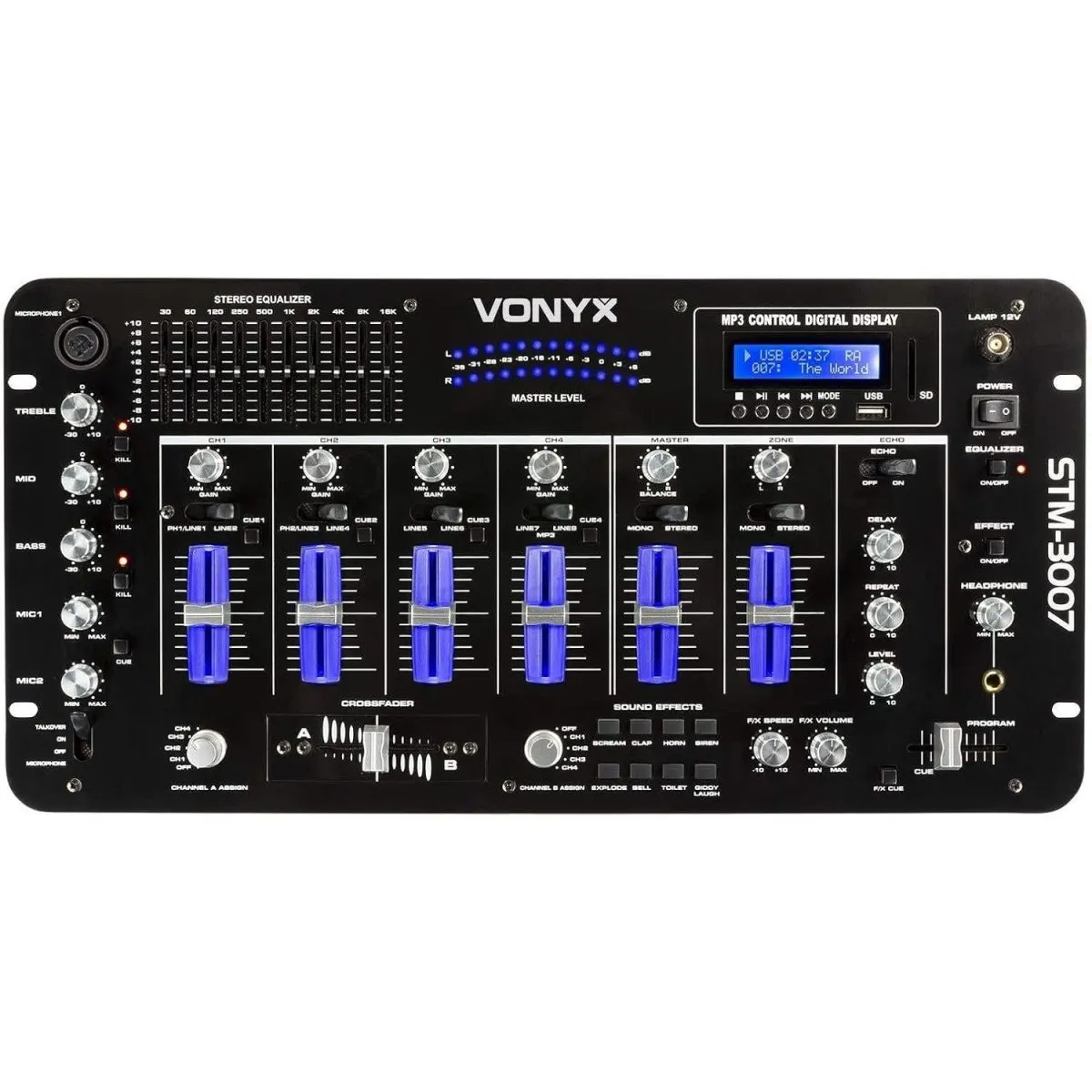Vonyx 2.1 DJ Lautsprecher Set, Mobile PA Anlage Komplettset, 1600 Watt DJ Boxen, Beschallungsanlage Komplett Set, 2X Top-Speaker, 1x Subwoofer, Bluetooth Mischpult, Kabel, Boxenständer, Tasche — Bild 2